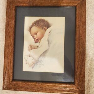 Vtg Bessie Pease Gutmann Framed Print Sleeping Baby-Clenched Fist Art Deco